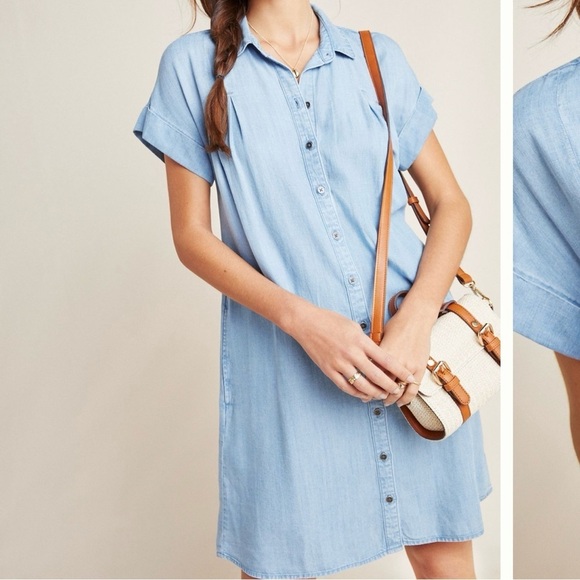 Anthropologie Cloth & Stone Janine Chambray Shirt Dress Size S - Picture 1 of 12